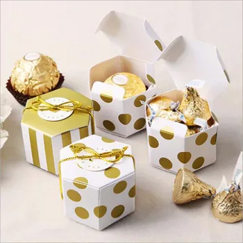 100buc Mini de Aur Minunat Rotund Punct de Aur cu Dungi de Hârtie Cutii de Bomboane Pentru Copii de Duș cutie de cadou de Aniversare de Nunta Petrecere Cutie