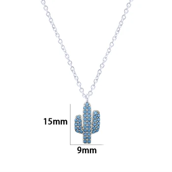 10buc/1lot Moda Bijuterii 2018 CZ Albastru de Cristal Desert Cactus Pere Fileu Pandantiv Coliere pentru Femei Dimensiune 