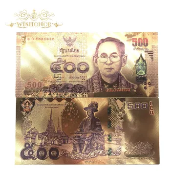 10buc/lot 24K Culoare Thailanda 500 Baht Folie de Aur a Bancnotelor Duble Partea de Imprimare, Bancnote în Valută Bani de Hârtie Pentru Colectarea