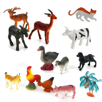 14pcs Plastic PVC de Animale de Fermă Rață, Câine, Pui, Cerb, Porc Copac Modelul Set de Jucarie pentru Copii 15buc Multi-Culoare Modelul cel Mai bun Cadou pentru Copii
