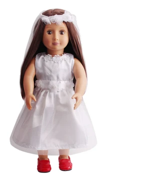 18 inch American Girl Doll alb rochie de mireasa cu voal 43cm Baby Born zapf papusa rochie de mireasa set jucarii cadou pentru fata