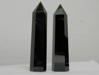 2 Naturale obsidian cristal de cuarț BAGHETA PUNCT de VINDECARE.Transport gratuit/