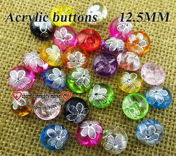 200PCS 12,5 MM flori ACRILICE Vopsite butoanele de Plastic strat de cusut haine accesorii-017-1