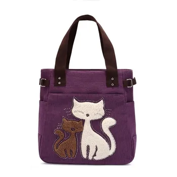 2017 Designeri Celebri genți de mână de Brand de Mare Capacitate Femei Pungi saci de panza cu pisica drăguț Aplicatii portabile, saci de bolsa feminina