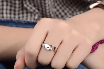 2017 fierbinte vinde moda drăguț pisica animal de sex feminin argint 925 doamnelor'finger petrecere inele bijuterii cadou en-gros