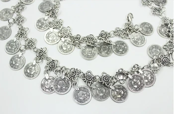 2017 mai Nou de Argint, Monede de metal Talie Lanț Moda Vintage Ciucure Lung Monedă Talie Curea Lanț Doamnelor Burta Talie Lanț Curea