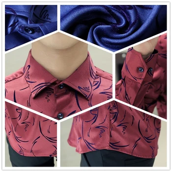 2017 New Sosire Brand de Lux Mens Formale Tricouri Maneca Lunga Florale Cămașă Bărbați Tuxdeo Shirt Designer de Tricouri Plus Dimensiune 5XL