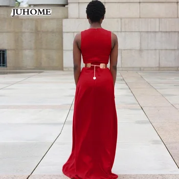 2017 Noi De Toamna Pentru Femei, Salopete Cu Pantaloni Lungi Sexy Roșu Subțire Fără Mâneci Gât Rotund Romper Streetwear Club Elegant Costum Salopeta