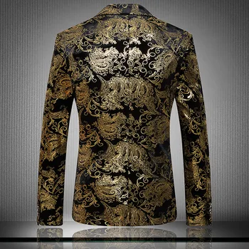 2017 nou Brand de Îmbrăcăminte de Lux, Costume de Aur Mens Imprimare Sacou Casual Florale Jaqueta De Luxo Sacou Jachete Pentru Barbati