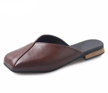 2017 nou pătrat bunica pantofi baotou restabilirea moduri vechi, în primăvara și vara rece papuci pantofi jumătate târât leneș pantofi wi