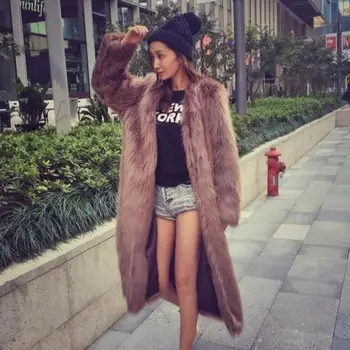 2017 nou versiunea coreeană imitație de blană de vulpe haină lungă de blană haină lungă hanorac Slim femei haine groase wj656