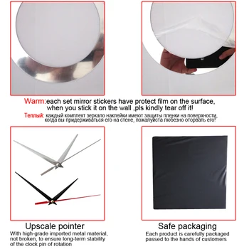 2017 oferta speciala de top decor nou Europa ceas oglinda autocolante de perete acrilica cuarț design modern diy ceas autocolant
