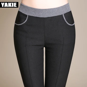 2017 Toamnă și de Iarnă de sex Feminin Mare Elastic Talie Pantaloni de creion Femeile Cald Gros Subțire de Lungime Completă Plus Dimensiune 5xl femei Pantaloni