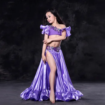 2018 Copii Dans Oriental de Performanță Costum Belly Dance Costum 2 buc Sutien Bluza&Fusta se Potrivesc Copiilor înălțimea de 100-155 CM