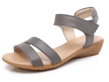 2018 Din Piele Pentru Femei Balerini Sandale Plus Dimensiune 34-40 Noua Moda Casual Solid Femeie Pantofi Bej V2862