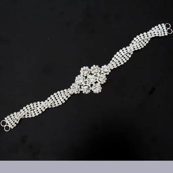 25*4 cm Sticla cristal stras aplicatiile de Baza de Argint Cu cârlig Pentru Rochie de mireasa Curea Aplicatiile Coase pe Rochie de Petrecere Decoratiuni