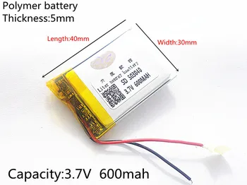 3.7 V 600mAh 503040 Litiu-Polimer Li-Po Baterie Reîncărcabilă li-ion celule Pentru Mp3 aparat de Fotografiat telefon mobil, GPS, PSP Vedio Joc jucarii
