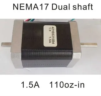 3pcs/lot NEMA 17 Dual Arborelui pas cu pas 110 oz-în Lungimea Corpului 63mm CE Rohs NEMA17 Motor CNC 3D Printer Motor