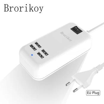 4 Porturi USB Încărcător de Perete UE Plug 15W 3A Telefon Mobil Inteligent Adaptor Dispozitiv de Încărcare Rapidă pentru iPhone, Samsung, Xiaomi Brorikoy