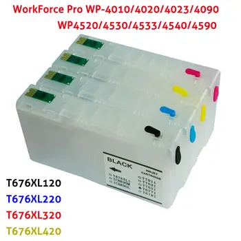 4 Refillable Cartuș de cerneală Pentru Epson 676XL Workforce Pro WP-4020/4530/4520/4540/4010 printer