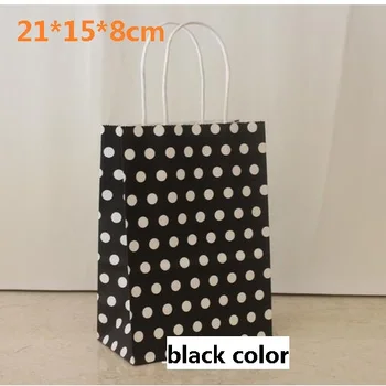 40PCS/lot 21*15*8 cm Negru cu Puncte albe de hârtie kraft cadou sac cu mânere Festivalul de pungi de cadouri pentru ziua de nastere multifuncțional saci