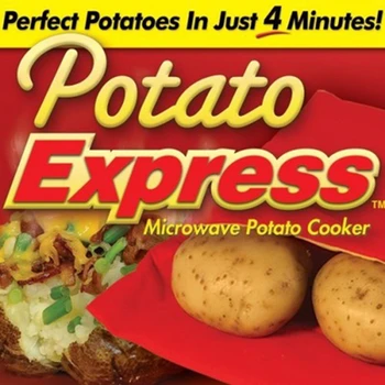 5 Buc/Lot Cuptor cu Microunde Roșu la Cuptor Cartofi Sac Pentru rapid Rapid( cook 8 cartofi de la o dată ), În Doar 4 Minute Spălat niște Saci de Cartofi