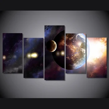 5 Bucata de Panza de Artă HD Abstract Imprimate Univers, Galaxie, Planetă Poze de Perete pentru Camera de zi poster transport Gratuit/ny-1790