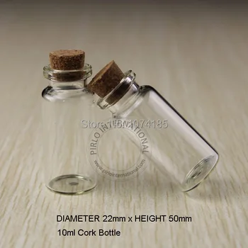 50pcs 10ml Mici Sticle Borcane Flacoane Cu Dopuri de Plută Dop Decorativ Infundat Mini Wising Sticlă Pentru Pandantive