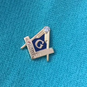 50pcs 18mm Inaltime Albastru Lodge Ambreiaj spate Pătrat și Busola cu G Stras gratuit zidari ace Masonice Francmason Pin Rever insigna