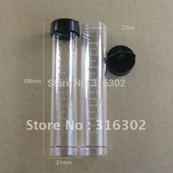 50pcs/lot 20ml Clar Pastic Tub, flacon din plastic Tub de Testare Forma Cu capac ,21*106mm
