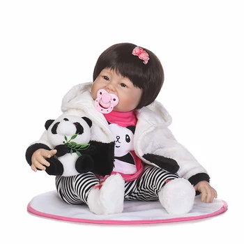 56cm Colecție Limitată Copil Chinez Realiste Fata Nou-născut cu Panda Minunat Costume de Silicon Renăscut Baby Doll Copii Cadouri