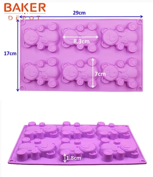6 grile urs-boy DIY silicon tort mucegai budinci de panificație cookie-uri de copt matrite CDSM-066