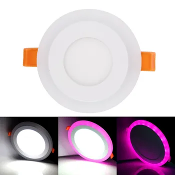 6pcs Alb + RGB LED Panou Lumina 9W Plafon Încastrat tip Downlight 3 Modele de bază de Acril Panou de Lampa cu Control de la Distanță Fără curent electric