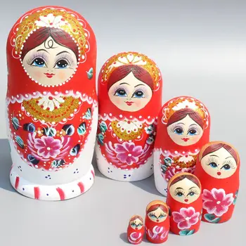 7pcs/set 20cm de Lemn Matryoshka Păpuși rusești Jucărie pentru Copii Păpuși Pictate manual, Decorațiuni de Crăciun Cadouri de Ziua de nastere