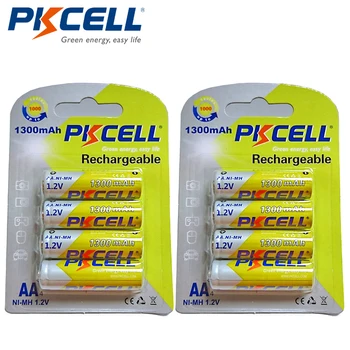 8Pcs/2card PKCELL Bateria Baterie AA NIMH 1.2 V 1300mAh 2A Ni-MH AA Baterii Reîncărcabile Baterii Baterias