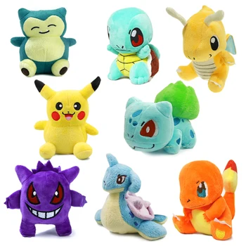 8pcs/set Kawaii jucării de Pluș Pikachu/Ba/Gengar/Bulbasaur/Squirtle/Dragonite/Snorlax păpuși de Pluș jucarii copii Cadou