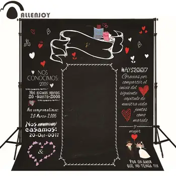Allenjoy Fotografice fondul Tablă inima romantic nunta originale de design de vinil personalizate fotografie de fundal 8x8ft