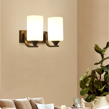 American fier lămpi de perete pentru dormitor, noptiera coridor Decor lampă cu Abajur de sticla minimalist lumini de perete