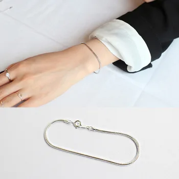 Argint 925 2mm șarpe lanț bratari pentru femei pulseras mujer moda, moda bracciali donna bratari & brățări bijuterii