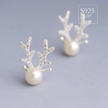 Argint 925 bijuterii perle naturale elan ureche papuci de prost lady cadouri de Crăciun cerb cercei pentru femei cadouri