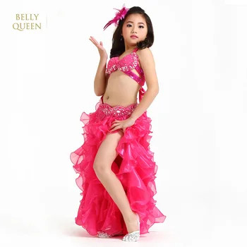 BELLYQUEEN 3 Piese Sutien+Curea+Rochie Bollywood Fete Printesa Belly Dance Costum de Performanță Costume Orientale de Dans Îmbrăcăminte