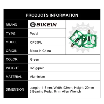 BIKEIN Super Lihgt Ciclism Rutier Biciclete de Munte Biciclete Plat Platorm Pedale CNC din Aluminiu 3 Rulmenți Sigilate Pentru 9/16 inch MTB BMX