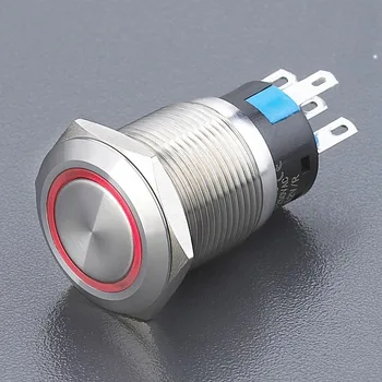 Blocare de tip inel iluminat LED metal comutator buton 19mm 1NO1NC