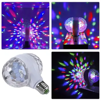 BRIGHTINWD Disco Etapă RGB E27 LED Lumini de Cristal Ball Bec 2-Cap Rotativ Petrecere de Crăciun Lampa