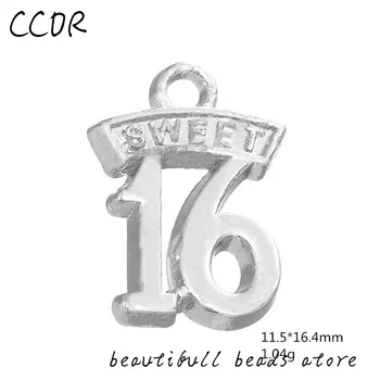 CCOR NOU Sweet 16 aliaj pandantiv colier breloc accesorii bijuterii pandantiv, 20buc,DL086