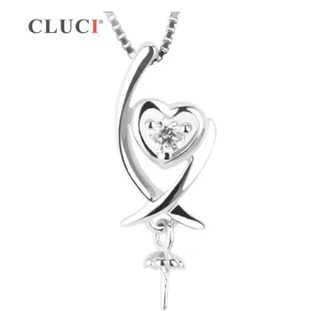 CLUCI femei bijuterii in Forma de Inima de argint 925 colier de perle pandantiv accesorii , se pot lipi pe pearl