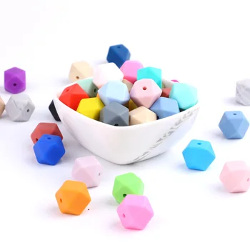 Colorate 50pc Liber Margele de Silicon de Mari dimensiuni Mici Hexagon 17mm 14mm Bijuterii Margele BPA în condiții de Siguranță Copilul Dentiție Jucării Teether DIY Colier