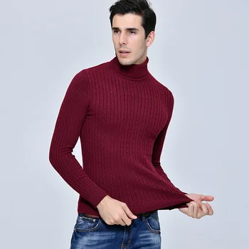 De iarnă de înaltă calitate pentru bărbați cașmir pulover cald elastic guler pulover gros cu maneca lunga guler înalt pulover pulover masculin