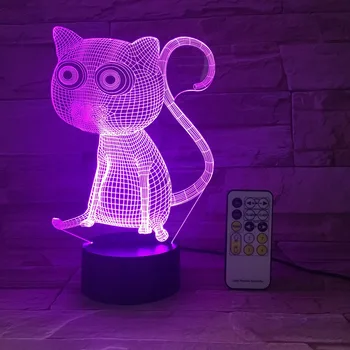 De la distanță sau de Control Tactil Placuta 3D Abstract Ochii Mari Cat Lumini de Noapte LED-uri Lampă de Masă ca Decoratiuni Acasă Și Copil Cadou de Ziua de nastere