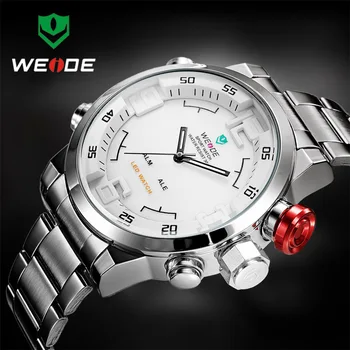 De Lux de Top de Brand WEIDE Bărbați Armată Militar Ceasuri Sport Barbati Quartz Display LED Ceas Plin de Oțel Încheietura mîinii Ceas Relogio Masculino